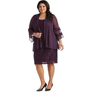 R&M RICHARDS Womens Purple Sheer Unlined Open Front Wear To Work Cardigan 8